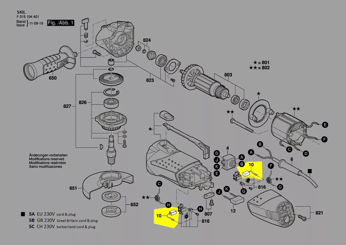 Balais charbon réf. 2610Z03088 Skil